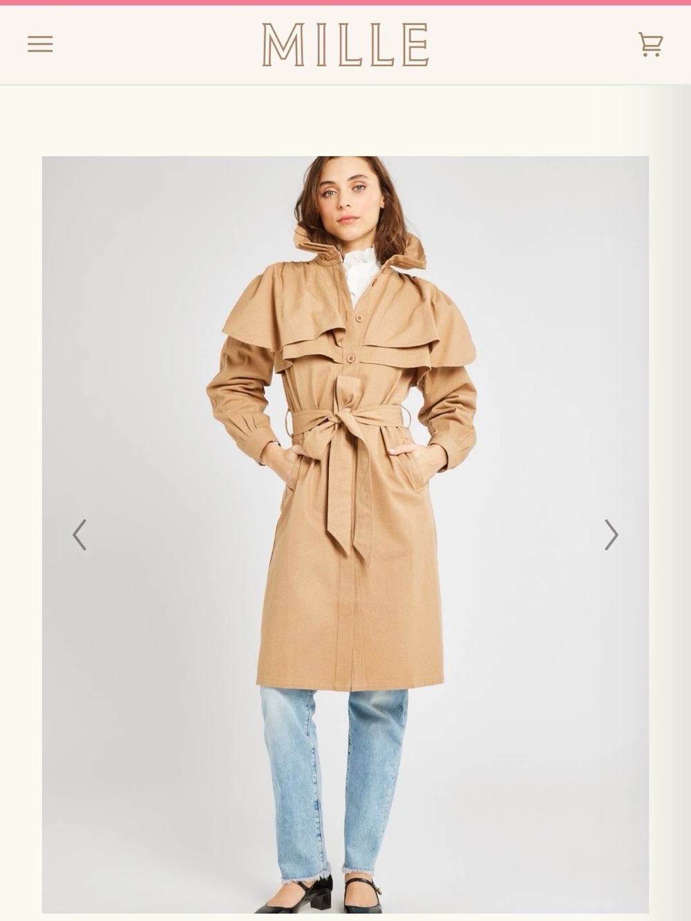 Mille Renata Trench tan size small NWT